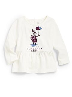 Burberry Toddlers Umbrella & Knight Peplum Shirt   White