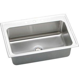 Elkay DLRS3322101 Lustertone Top Mount Single Bowl Kitchen Sink, Stainless Steel