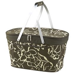 Picnic At Ascot Bold Collapsible Insulated Basket (Olive floralMaterials Aluminum, cotton, 600D polycanvasDimensions 13.75 inches high x 10.5 inches wide x 4 inches deepCare instructions Spot clean and air dryFolds for storagePermanent side supports ho