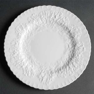 Spode Savoy White (No Trim) Luncheon Plate, Fine China Dinnerware   White, Embos