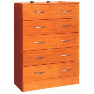 Hodedah 5 Drawer Chest HI5DR Finish Cherry