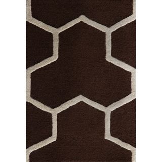 Safavieh Handmade Moroccan Cambridge Dark Brown/ Ivory Wool Rug With 0.5 inch Pile (3 X 5)