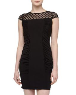 Zabou Checked Ruched Front Dress, Black