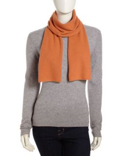 Cashmere 2 Ply Ribbed Scarf, Mandarin