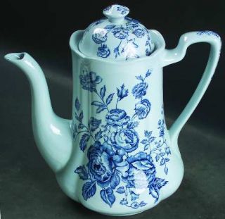 Johnson Brothers Elizabeth Blue (Blue Background) Coffee Pot & Lid, Fine China D