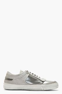 Diesel Black Gold Silver Suede And Leather Alen_ll Sneakers