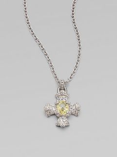 Judith Ripka White Sapphire and Canary Crystal Sterling Silver Necklace   Canary