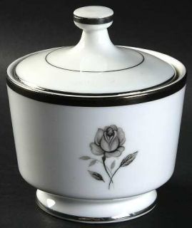 Empress (Japan) Rosemont Sugar Bowl & Lid, Fine China Dinnerware   Black/Gray Ro