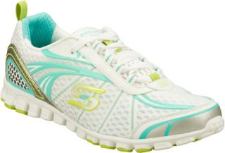 Womens Skechers EZ Flex Flash Mob   White/Mint Casual Shoes