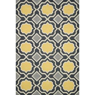 Hand tufted Tatum Charcoal/ Gold Wool Rug (79 X 99)