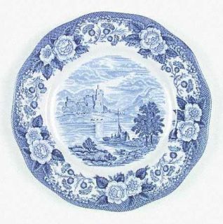 Royal Warwick Lochs Of Scotland Blue Luncheon Plate, Fine China Dinnerware   Blu