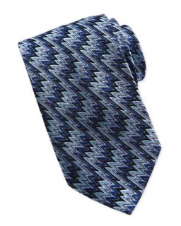 Lightning Zigzag Knit Silk Tie, Blue
