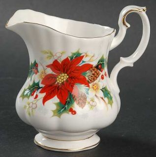 Royal Albert Poinsettia Creamer, Fine China Dinnerware   Red & White Flowers, Re