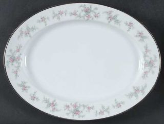 Noritake Lila 13 Oval Serving Platter, Fine China Dinnerware   Pink,Blue Flower