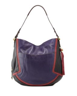Angelique Colorblock Leather Hobo, Purple/Multi
