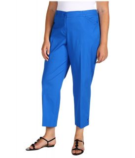 Jones New York Plus Size Crop Slim Leg Pant w/ Button Cuff Womens Casual Pants (Blue)