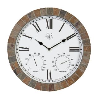 River City Clocks Tile Indoor/Outdoor 15 in. Wall Clock with Temperature &