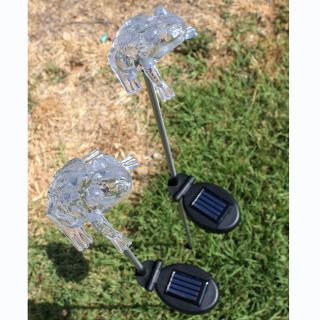 Frog Solar Powered Garden Yard Stake Lights (pack Of 2) (33 inches tall with all the poles linked together except for decoration lamp Square panel dimensions 1.8 inches x 1.5 inchesFrog dimensions 2.25 inches high x 3.5 inches wide x 3.5 inches longPack