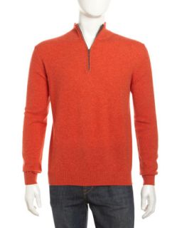 Cashmere Zip Pullover Sweater, Mandarin
