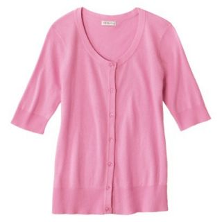 Merona Womens Short Sleeve Cardigan   Peppy Pink   L