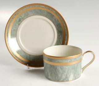 Oscar De La Renta Jade Florentine Flat Cup & Saucer Set, Fine China Dinnerware  
