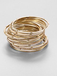 ABS by Allen Schwartz Jewelry Embellished Bangle Bracelet Set   Gold Nude