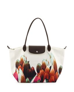 Floral Print Canvas Tote Bag, Terracotta   Longchamp