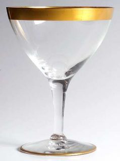 Unknown Crystal Unk7195 Champagne/Tall Sherbet   1/2  Gold Band,Plain Bowl,Tri