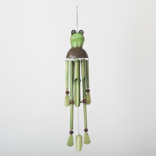 Green Frog Bamboo Wind Chime   World Market