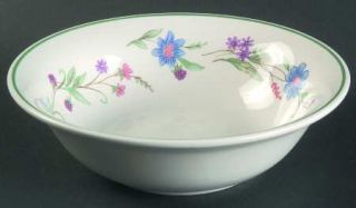 Oneida Ava Soup/Cereal Bowl, Fine China Dinnerware   Blue,Purple Flowers,Green B