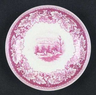 Homer Laughlin  Currier & Ives Red Saucer, Fine China Dinnerware   Red, Leaves R