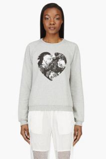 Msgm Heather Grey Heart Graphic Sweater
