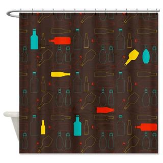  Brown Retro Abstract Bottle Pattern Shower Curtain  Use code FREECART at Checkout