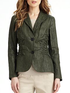 Leonora Ruched Jacket   Green