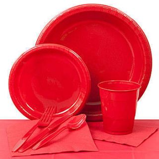 Classic Red Plastic Party Pack      Decorations, Favors & Party Supplies Kit