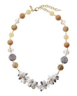 Crystal Bead Station Stone Necklace