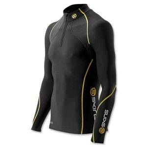 SKINS A200 Thermal LS Mock Neck Top with Zip (Black/Yellow)
