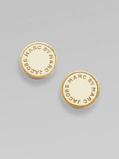 Marc by Marc Jacobs Logo Button Earrings   Cream