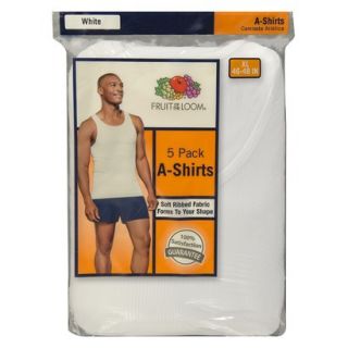 Fruit of the Loom Mens A Shirts 5 Pack   White M