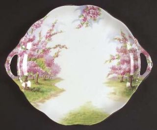 Royal Albert Blossom Time Handled Cake Plate, Fine China Dinnerware   Hampton, L