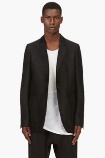 Thamanyah Black Silk_layered Dislocated Shoulder Blazer