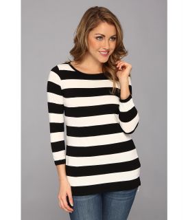 NYDJ Wide Stripe Tee Womens T Shirt (Black)