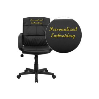 FlashFurniture Personalized Mid Back Leather Office Chair with Nylon Arms GO 