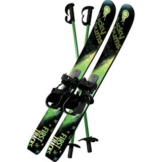 Kids Beginner Snow Skis and Poles (70 cm) Green   Lucky Bums Ski and