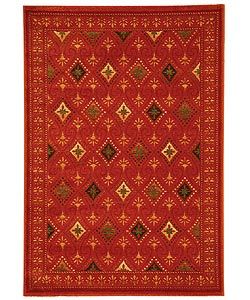 Fine spun Regal Orange/ Multi Area Rug (53 X 77) (RedPattern GeometricMeasures 0.375 inch thickTip We recommend the use of a non skid pad to keep the rug in place on smooth surfaces.All rug sizes are approximate. Due to the difference of monitor colors,