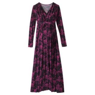 Merona Maternity Long Sleeve Tie Waist Maxi Dress   Purple Print S