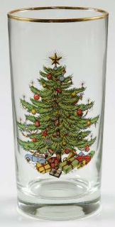 Cuthbertson Christmas Tree (Narrow Green Band,Cream) 12 Oz Glassware Tumbler, Fi