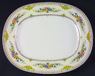 Minton Stanwood (Floral Rim Only) 14 Oval Serving Platter, Fine China Dinnerwar