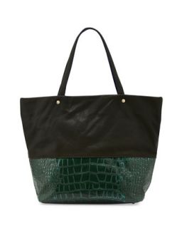 Essex Croc Embossed Faux Leather Tote, Hunter