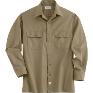 Carhartt Long Sleeve Twill Work Shirt   Khaki, Medium Tall, Model# S224